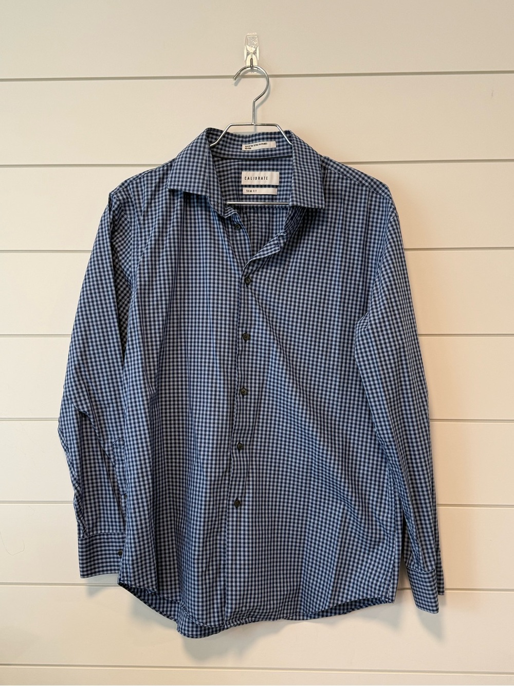 Calibrate Blue and Light Blue Men’s Dress Shirt Trim Fit Size 16 32-33